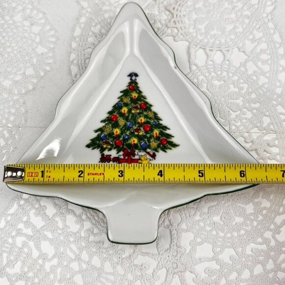 Vintage Christmas By Carlton Set of 4 Tree Shaped Dishes Mount Clemens Pottery - Picture 6 of 11